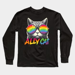 Ally Cat Transgender Trans Pride Stuff Flag Transsexual Lgbt Long Sleeve T-Shirt